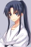  bad_id bad_pixiv_id blue_eyes blue_hair copyright_request japanese_clothes kimono long_hair midorikawa_you ponytail sarashi sidelocks sketch solo upper_body yukata 