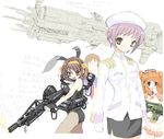  3girls aliens animal_ears asahina_mikuru battleship bunny_ears bunny_girl bunnysuit colonial_marines firing flying gloves kyon lamp m41a_pulse_rifle m56_smartgun military military_uniform military_vehicle multiple_girls nagato_yuki oekaki pantyhose parody ship space_craft space_marines sulaco suzumiya_haruhi suzumiya_haruhi_no_yuuutsu toshi_(little-fluffy-cloud) uniform warship watercraft 