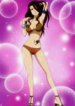  armband armpits bikini bracelet breasts cana_alberona cleavage fairy_tail hair_over_one_eye highres jewelry large_breasts legs screencap solo stitched striped striped_bikini striped_swimsuit swimsuit third-party_edit 