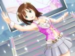  amami_haruka armpits belt breasts brown_hair chain choker cleavage gold gold_chain green_eyes idolmaster idolmaster_(classic) idolmaster_2 jewelry muhi11234 pink_diamond_765 pleated_skirt skirt small_breasts solo sparkle wrist_cuffs 