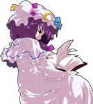  alphes book bow crescent dress hair_bow hat lowres official_art patchouli_knowledge purple_eyes purple_hair reading sitting solo touhou transparent_background 