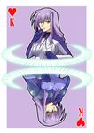  card card_(medium) long_hair lyrical_nanoha mahou_shoujo_lyrical_nanoha_strikers multiple_views numbers_(nanoha) playing_card purple_card purple_hair uno_(nanoha) yellow_eyes zerosu_(take_out) 