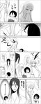  1boy 2girls bleach bleach:_zanpakutou_ibun_hen blood chibi comic greyscale highres japanese_clothes katana kimono kuchiki_byakuya kuchiki_rukia monochrome multiple_girls o_o personification sakurai_(f/l) sleeping sode_no_shirayuki sparkle sword translated weapon yuri 