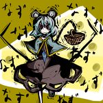  1girl animal_ears bad_id bad_pixiv_id basket cheese dowsing_rod f7(eiki) food jewelry mouse_ears nazrin necklace solo star tail touhou 