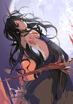  back back_tattoo backless_outfit bad_id bad_pixiv_id bare_back bare_shoulders black_hair blue_eyes castlevania castlevania:_order_of_ecclesia lance long_hair looking_back moon night polearm sakura_sora shanoa solo spear sword tattoo weapon 