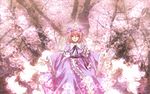  cherry_blossoms hat japanese_clothes non_(nobu) pink_eyes pink_hair saigyouji_yuyuko short_hair solo touhou tree 