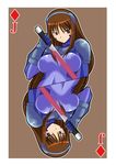  brown_card brown_hair card card_(medium) deed_(nanoha) long_hair lyrical_nanoha mahou_shoujo_lyrical_nanoha_strikers multiple_views numbers_(nanoha) playing_card zerosu_(take_out) 