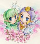  blonde_hair blue_eyes child fairy flower green_hair green_hairband hairband multiple_girls pointy_ears princess_zelda sagawa_yumeko saria short_hair the_legend_of_zelda the_legend_of_zelda:_ocarina_of_time young_zelda 