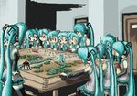  aqua_hair clone detached_sleeves goutengou hatsune_miku headphones kaitei_gunkan_(tokusatsu) long_hair multiple_girls rxjx thighhighs tripod_(mecha) twintails very_long_hair vocaloid war_of_the_worlds 