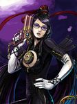  bayonetta bayonetta_(character) black_hair bodysuit glasses gun long_hair mole very_long_hair weapon 