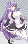  apron detached_sleeves dream_c_club dream_c_club_(series) eyepatch kawa_akira long_hair maid mari_(dream_c_club) purple_hair shoe_dangle solo thighhighs wide_hips wings 