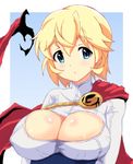  1girl artist_request blonde_hair breasts bursting_breasts cape cleavage cleavage_cutout dc_comics huge_breasts power_girl short_hair 
