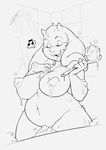  anthro big_breasts breasts bubble caprine cbee chubby eyes_closed goat mammal monochrome musical_note nude open_mouth shower singing toriel wide_hips 