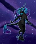  anthro aurora_borealis cervine cloven_hooves deer dragon flowing galaxy hair hoof_hands hooves horn kirin lights mammal night_sky star zorayda 