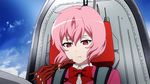  1girl animated animated_gif blush daisan_hikou_shoujo-tai eating female pink_eyes pink_hair shirobako solo third_aerial_girls_squad 