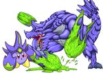  abs ambiguous_gender brachydios brute_wyvern capcom claws crossover horn kirby kirby_(series) monster_hunter muscles nintendo pecs purple_scales red_eyes scalie tongue video_games wyvern 