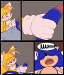  ! anthro blush canine close-up comic crazedg cum cum_on_penis english_text erection eyes_closed fox fur gloves half-closed_eyes handjob hedgehog looking_away male male/male mammal miles_prower open_mouth orgasm penis precum quills sega sleeping sonic_(series) sonic_the_hedgehog text 
