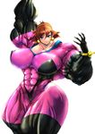  amazon bodysuit breasts curvy extreme_muscles female flex flexing g_gundam gundam huge huge_breasts looking_at_viewer mobile_trace_suit pose rain_mikamura s20k00y skin_tight solo toned 