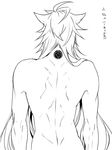  animal_ear_fluff animal_ears bishounen commentary_request dimples_of_venus fox_boy fox_ears from_behind greyscale kogitsunemaru long_hair male_focus monochrome muscle narrow_waist nude out-of-frame_censoring shoulder_blades solo touken_ranbu translation_request very_long_hair white_background zuwai_kani 