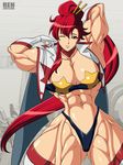 1girl abs breasts extreme_muscles female flexing large_breasts muscle pose red_hair ren_(tainca2000) solo tengen_toppa_gurren_lagann toned yellow_eyes yoko_littner 