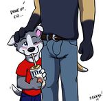  age_difference alcohol anthro beverage blush bulge canine cub dog drinking duo farras male male/male mammal underage_drinking young 