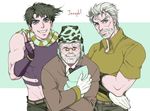  3boys baby black_hair gloves jojo_no_kimyou_na_bouken joseph_joestar joseph_joestar_(young) multiple_boys multiple_persona older ot_(dog_wasd) shizuka_joestar white_hair younger 