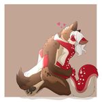  &lt;3 2015 anthro breasts brown_fur canine duo eyes_closed female fur hair hindpaw hyena male male/female mammal nude open_mouth paws pink_fur pink_nose plain_background red_fur saetia sex white_fur white_hair 