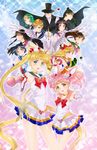  6+girls aino_minako artist_name bishoujo_senshi_sailor_moon black_choker blonde_hair blue_sailor_collar bomhat bow brooch chiba_mamoru chibi_usa choker crystal_carillon error flower foreshortening green_sailor_collar hair_ornament hairclip heart heart_choker highres hino_rei jewelry kaiou_michiru kaleidomoon_scope kino_makoto long_hair meiou_setsuna mizuno_ami multicolored multicolored_clothes multicolored_skirt multiple_girls orange_choker orange_sailor_collar pegasus_(sailor_moon) pink_hair pink_sailor_collar purple_sailor_collar red_bow red_choker red_sailor_collar rose sailor_chibi_moon sailor_collar sailor_jupiter sailor_mars sailor_mercury sailor_moon sailor_neptune sailor_pluto sailor_saturn sailor_senshi sailor_senshi_uniform sailor_uranus sailor_venus short_hair skirt sparkle super_sailor_chibi_moon super_sailor_jupiter super_sailor_moon super_sailor_venus ten'ou_haruka tomoe_hotaru tsukino_usagi tuxedo_kamen twintails very_long_hair very_short_hair yellow_choker 