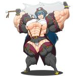  blue_hair devmgf extreme_muscles grin pirate_hat sword very_long_hair 