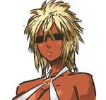  bleach blonde_hair breasts cleavage criss-cross_halter dark_skin halter_top halterneck large_breasts long_hair nameo_(judgemasterkou) solo spiked_hair sunglasses tier_harribel upper_body 