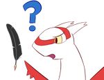  ? dragon feather female latias legendary_pok&eacute;mon nintendo pok&eacute;mon quill red_feathers solo video_games whatsapokemon white_feathers yellow_eyes 