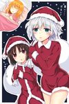  aislinn_wishart bag blue_eyes blush brown_eyes brown_hair carrying_over_shoulder christmas gloves hat kakura_kurumi kosegawa_shiromi looking_at_another miyazakit multiple_girls open_mouth orange_hair over_shoulder red_gloves sack saki santa_hat short_hair sleeveless snowflakes snowing sweat thought_bubble zzz 