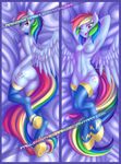  2015 anthro anthrofied blue_body breasts butt clothing cutie_mark dakimakura equine falleninthedark female friendship_is_magic hair half-closed_eyes hi_res legwear lying mammal multicolored_hair my_little_pony navel one_eye_closed open_mouth pegasus purple_eyes rainbow_dash_(mlp) rainbow_hair smile solo thigh_highs wings 