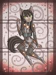  2012 animal_ears anthro black_fur black_hair breasts brown_fur canine clothed clothing female fur hair mammal raptor007 smile solo song spacesuit yellow_eyes 