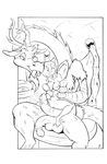  2015 alex_spastic anthro anthrofied antlers areola balls big_penis black_and_white breasts chair discord_(mlp) draconequus duo equine fangs female fluttershy_(mlp) friendship_is_magic hair horn humanoid_penis male mammal monochrome multi_cock my_little_pony nipples nude pegasus penis sitting size_difference wings 