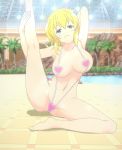  barefoot bikini blonde_hair breasts feet large_breasts ryouna_(senran_kagura) senran_kagura slingshot_swimsuit swimsuit 