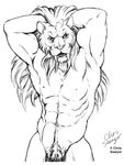  chris_sawyer feline looking_at_viewer male mammal mane muscles nude somilodon 
