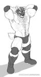  abs anthro bear biceps bigger_version_at_the_source boots bulge canine clothed clothing fur hairy half-dressed looking_at_viewer male mammal mask muscles nipples pecs solo spelunker_sal toned topless wolf wrestler 