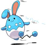  ambiguous_gender azumarill black_eyes blue_fur cute fur japanese_text lagomorph mammal nintendo plain_background pok&eacute;mon rabbit smile solo text video_games white_fur 草薙芳_(artist) 