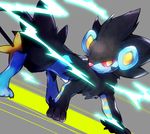  2015 abstract_background ambiguous_gender electricity feline feral looking_at_viewer luxray mammal nintendo pok&eacute;mon solo teeth video_games yellow_eyes 凄絶なたかしの 