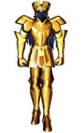  armor blue_hair faceless full_armor gauntlets gemini_saga gold gold_saint highres long_hair official_art official_artwork saint_seiya saint_seiya:_brave_soldiers shoulder_pads solo specter walking 