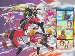  crossover cure_black cure_bloom cure_dream cure_peach explosion fresh_precure! futari_wa_precure futari_wa_precure_splash_star higashi_setsuna hyuuga_saki kamen_rider kamen_rider_blade_(series) kamen_rider_dcd kamen_rider_decade kamen_rider_double kamen_rider_garren kamen_rider_ixa kamen_rider_kiva_(series) kamen_rider_w kiryuu_kaoru kiryuu_michiru misumi_nagisa momozono_love multiple_boys multiple_girls parody pink_footwear pkppuri precure precure_all_stars samurai_sentai_shinkenger shinken_red super_sentai yes!_precure_5 yumehara_nozomi 