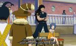 1girl 5boys animated animated_gif bench black_hair blue_hair carrying character_request dress fairy_tail female gajeel_redfox hat levy_mcgarden male multiple_boys short_dress subtitled 