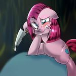  behind-space earth_pony equine female feral friendship_is_magic horse knife mammal my_little_pony pinkamena_(mlp) pinkie_pie_(mlp) pony 