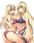  :o alexadrufcs aoi_cassandra ass back bare_shoulders blonde_hair blue_bra blue_eyes blue_panties blush bow bow_panties bra breast_press breasts brown_legwear cleavage collarbone freezing garter_belt garters glasses hairband hand_on_another's_shoulder hand_up highres kim_kwang_hyun large_breasts lingerie lips lipstick long_hair looking_at_viewer makeup midriff multiple_girls navel open_mouth panties ponytail red_bra red_panties render ribbon satellizer_el_bridget semi-rimless_eyewear standing symmetrical_docking thighhighs third-party_edit transparent_background under-rim_eyewear underwear underwear_only very_long_hair yellow_eyes 