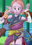  arm_grab breasts cameltoe chronoa cleavage crying crying_with_eyes_open demigra dragon_ball dragon_ball_xenoverse earrings fingernails highres imminent_rape jewelry mira_(dragon_ball) nail_polish pink_hair pink_skin pointy_ears reenisia sharp_fingernails shiny shiny_skin small_breasts tearing_clothes tears torn_clothes trunks_(dragon_ball) 