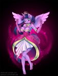  2018 armwear breasts cleavage clothed clothing crown draltruist dress elbow_gloves equine female friendship_is_magic gloves horn jewelry mammal my_little_pony necklace purple_theme sparkles tiara transformation twilight_sparkle_(mlp) winged_unicorn wings 