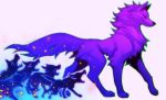  2019 canid canine digital_media_(artwork) falvie female feral fur group mammal purple_fur simple_background smile standing white_background 