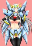  highres huckebein mecha_musume red_eyes silver_hair smile super_robot_wars torahimemax underboob 