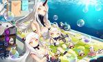  &gt;_&lt; admiral_(kantai_collection) air_bubble aircraft airfield_hime airplane bath bathing bathtub blush bra bra_removed breasts bubble chibi cleavage closed_eyes highres hishimochi holding hongse_beiyu horn horns huge_breasts kantai_collection medium_breasts minigirl mittens multiple_girls northern_ocean_hime ocean orange_eyes pale_skin photo_(object) polaroid pout seaport_hime see-through shinkaisei-kan smile tears trembling underwater underwear white_hair 